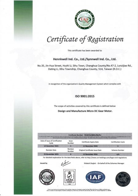 Ακολουθούμε αυστηρά το ISO9001:2015 για να διασφαλίσουμε την ποιότητα του dc γραναζωτού κινητήρα μας.